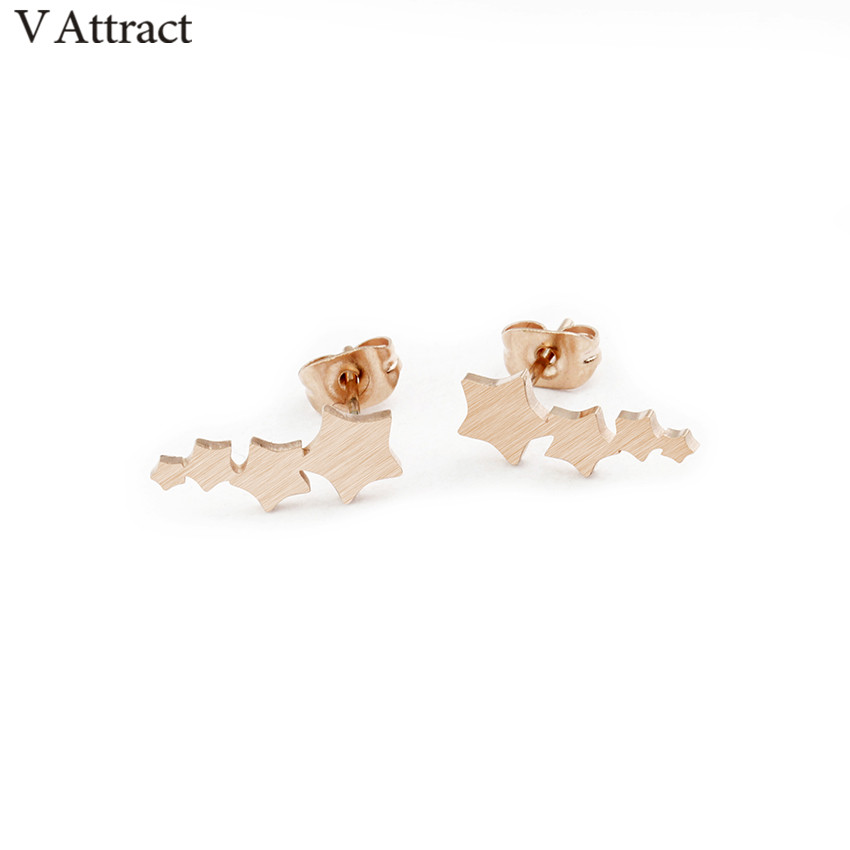 V Attract Minimalism jewelry Gold Filled Stainless Steel Trendy Small Star Stud Earring Women Punk Boucles D'oreilles