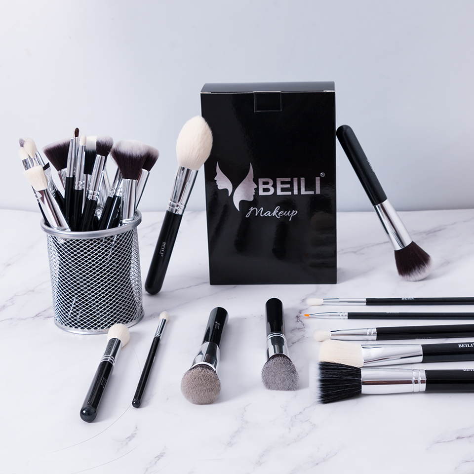 BEILI Black Makeup brushes set Professional Natural goat hair brushes Foundation Powder Contour Eyeshadow make up brushes