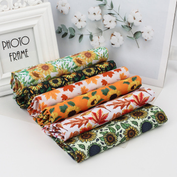 JOJO BOWS Polyester Cotton Cloth Fabric Sunflowers Printed Fabrics DIY Craft Needlework For Dress Sewing Supplies 45*150cm/pc