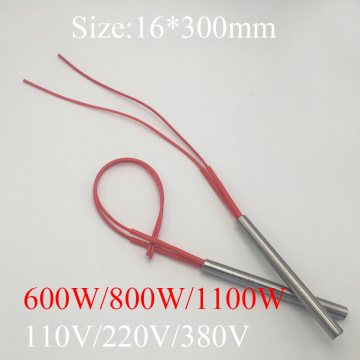 16x300 16*300 600W 800W 1100W AC 110V 220V 380V Stainless Steel Cylinder Tube Mold Heating Element Single End Cartridge Heater
