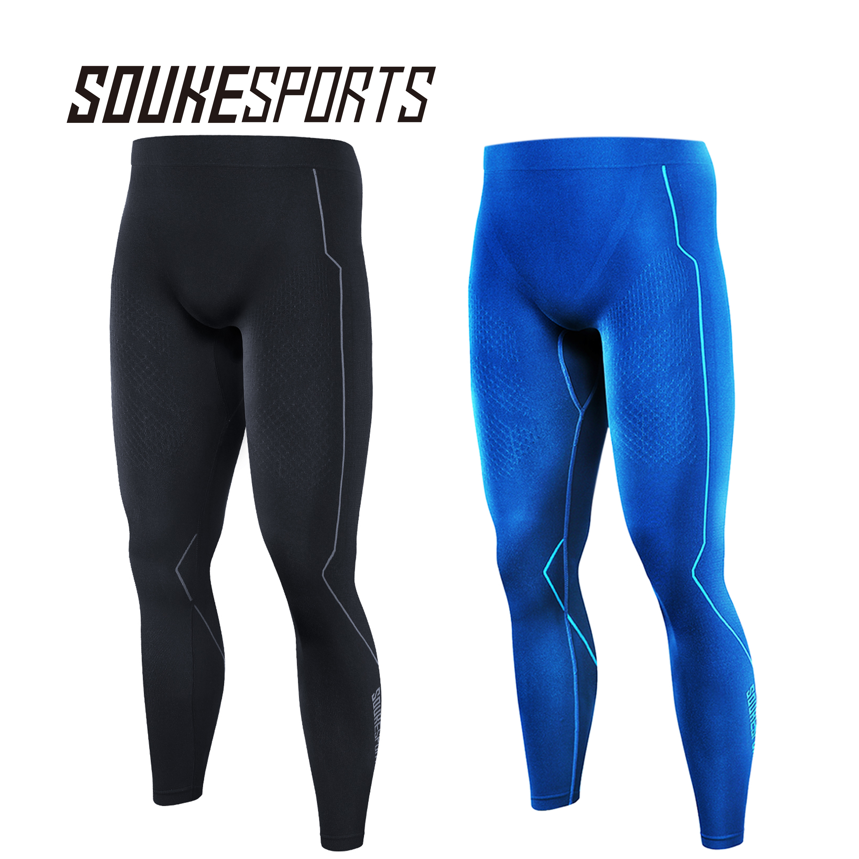 Souke Sports Thermal Underwear for Men Sport Base Layer for Male Compression Pants Tights Leggings for Skiing Running Jogging