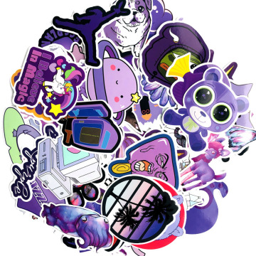 61pcs Purple cute Graffiti Stickers Cartoon Funny DIY Laptop Skateboard Luggage Car Decals Kid's Toy Waterproof sticker