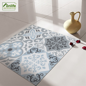 Funlife Anti-Slip Waterproof Self-Adhesive Removable Floor Sticker Wall Sticker Blue &Grey Mediterranean Geometry Bathroom DB116