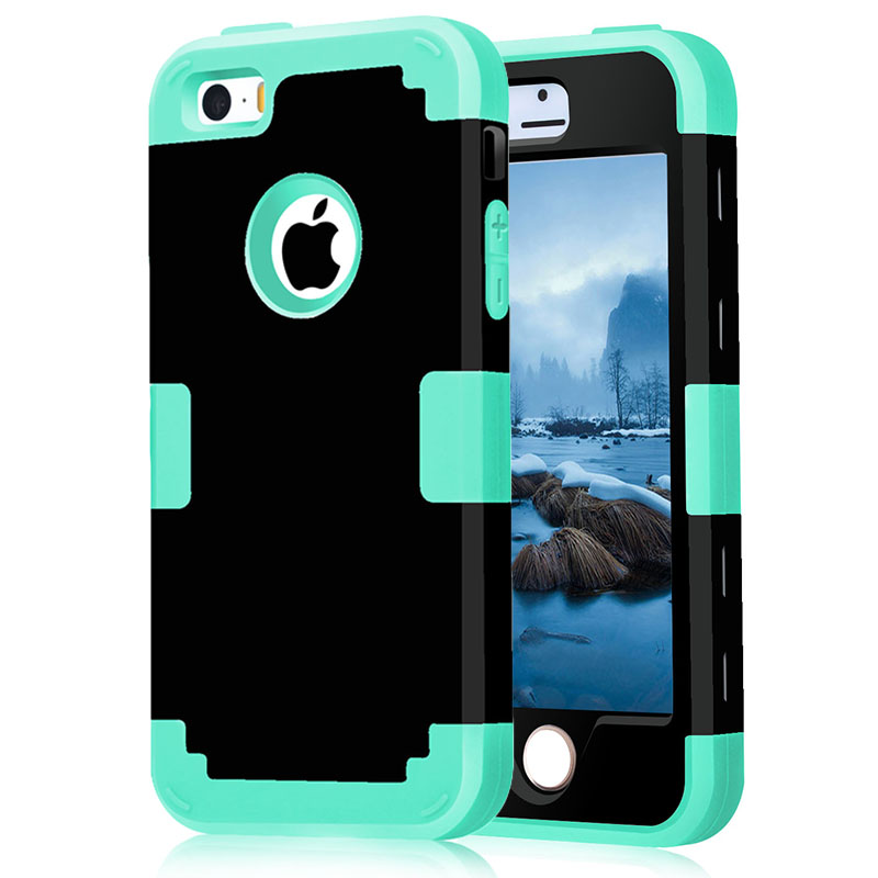 Case Covers on For iPhone 5S Shockproof Protect Case Hybrid Hard Rubber Impact Skin Armor Phone Cases For iPhone SEw/Screen Film