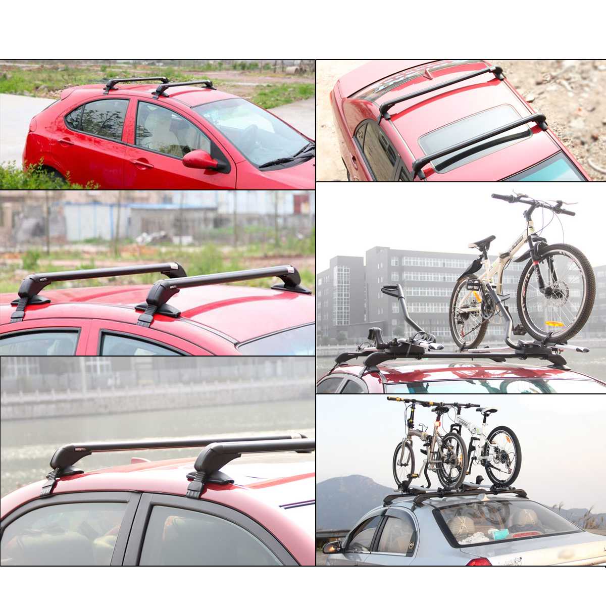 2pcs 105cm Aluminum Car Roof Rack Roof Racks Cross Bars Luggage Carrier Rubber Gasket For 4DR Car Sedans SUV