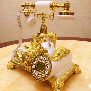 Vintage Golden Sleeping Lady Landline Phone, Corded Retro Telephone with Button Dial, Caller ID, Calendar, Hands-free for Home