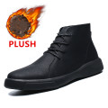Brand New Winter Men Snow Boots Fashion Lace-up Ankle Boots Genuine Leather Warm Plush Men Boots Autumn Outdoor Men Shoes 38-47