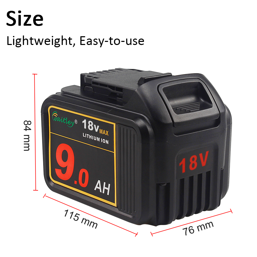 Waitley 18V 9.0Ah MAX XR Lithium Ion Battery Replacement for Dewalt Power Tool 9000mAh DCB184 DCB181 DCB201 DCB200 20V 18 v 9A