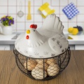 Iron Egg Storage Basket Snack Fruit Basket Creative Collection Ceramic Hen Oraments Decoration Kitchen Accessories