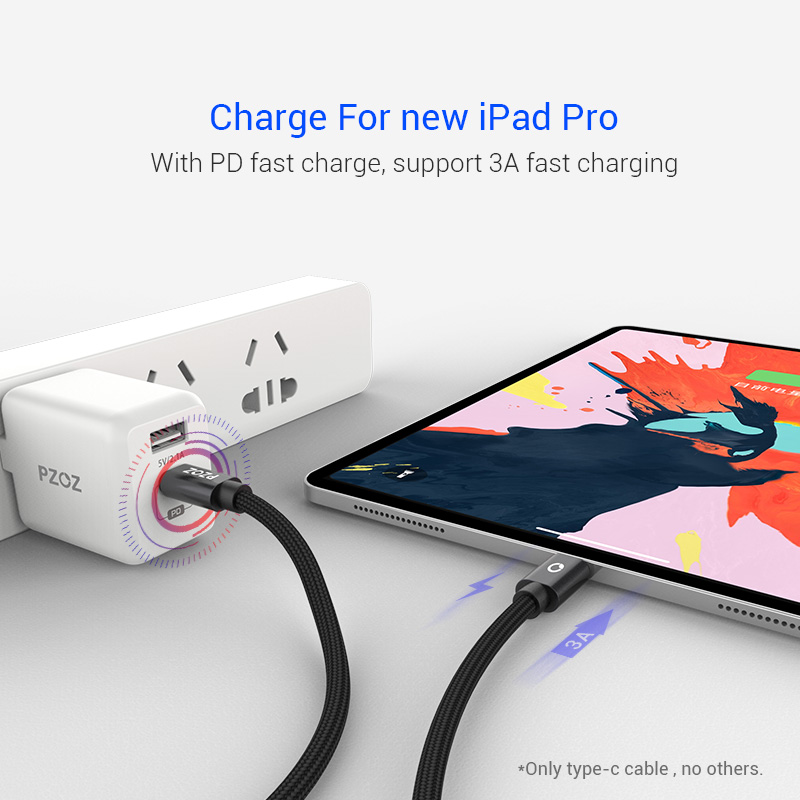 PZOZ usb c to usb-c cable 3A PD Fast charging Type c to Type-c For ipad pro 2018 Samsung S9 Switch Macbook usbc Charger PD cable