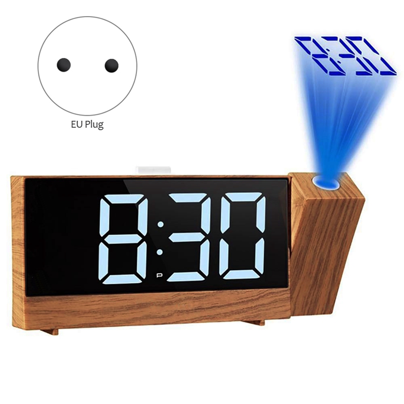 Projection Radio Alarm Clock LED Digital Desk Table Watch Snooze Function 180 degree Adjustable with Sleep Timer