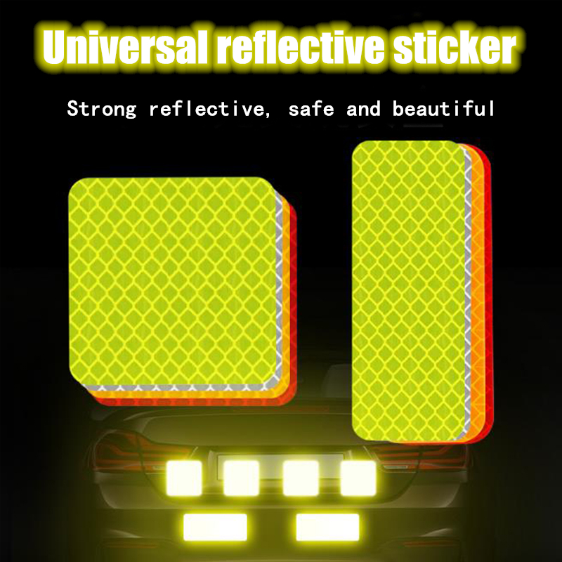 10 pcs Square Rectangle Car Safety Mark Decal Warning Tape Reflective Stickers For Bicycle Car Exterior Decoration Accessories