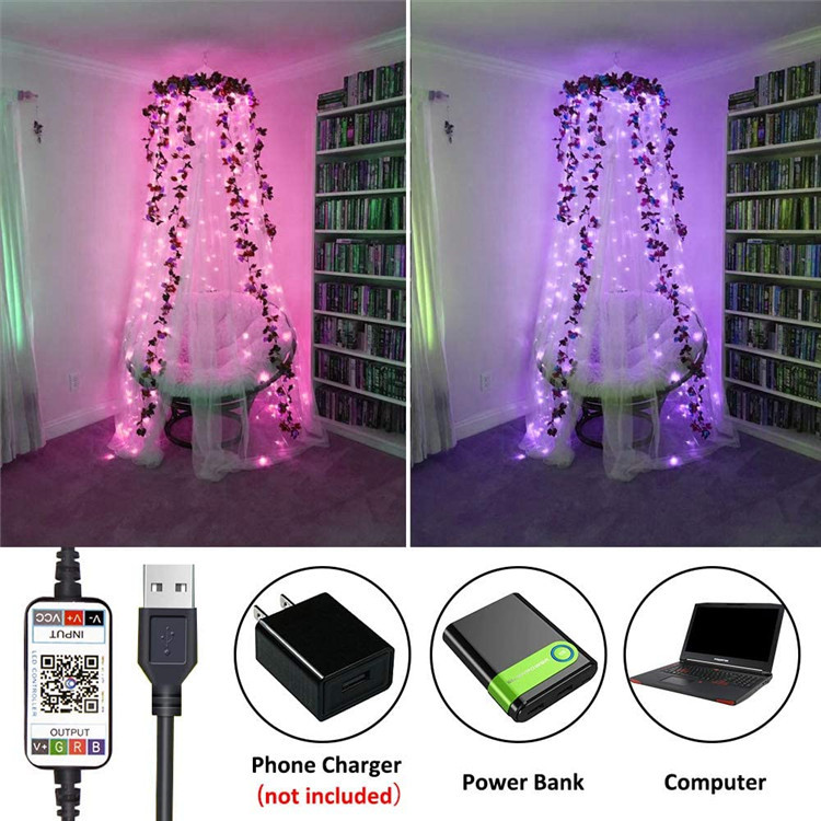 LED String Lights Christmas 5V IP65 Light Strip Tree Decoration Lights App Remote Control Programmable LED Bulbs Smart Home