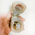 Natural Handmade Agate Geode Ring Box Rough Agate Cornucopia Quartz Crystal Cluster Healing Crystal Stone Women Jewelry Gift