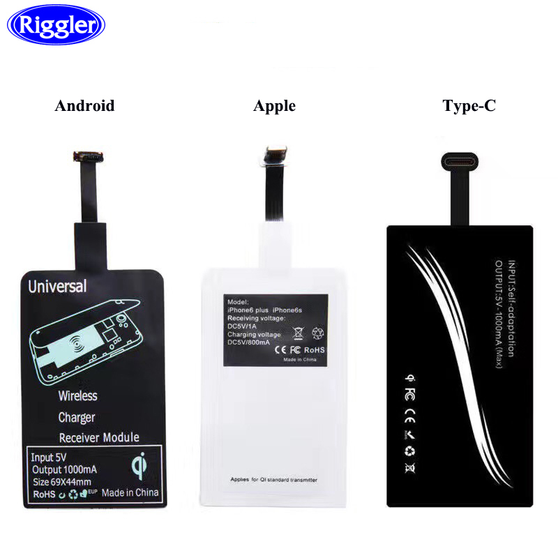 Qi Wireless charging Receiver Charging for iphone 7 6 6S Micro USB Type C Wireless Charging Connector for Huawei Samsung