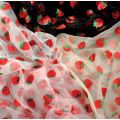 2 meters Net gauze fabric Fashion Red sequins Strawberry Lovely Pink Red Tulle Dress Mesh Embroidery Lace fabric meterial