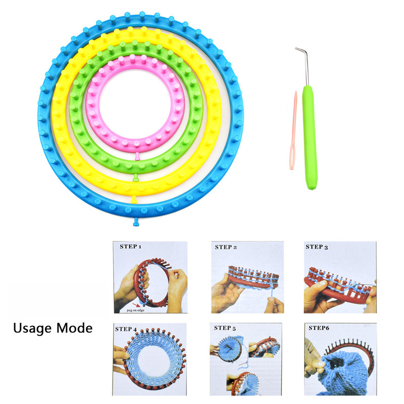 4 Size Round Circle Hat Knitting Needles Knit Loom Kit Ring Yarn Needle Socks Scarf Maker Weave Kit Knitting Machine Sewing Tool