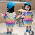 Girls Hoodies Sweatshirt Rainbow Color Children's Clothing Casual Kid's Hoodies Fashion Sweatshirt Rainbow Stripe Hoodies