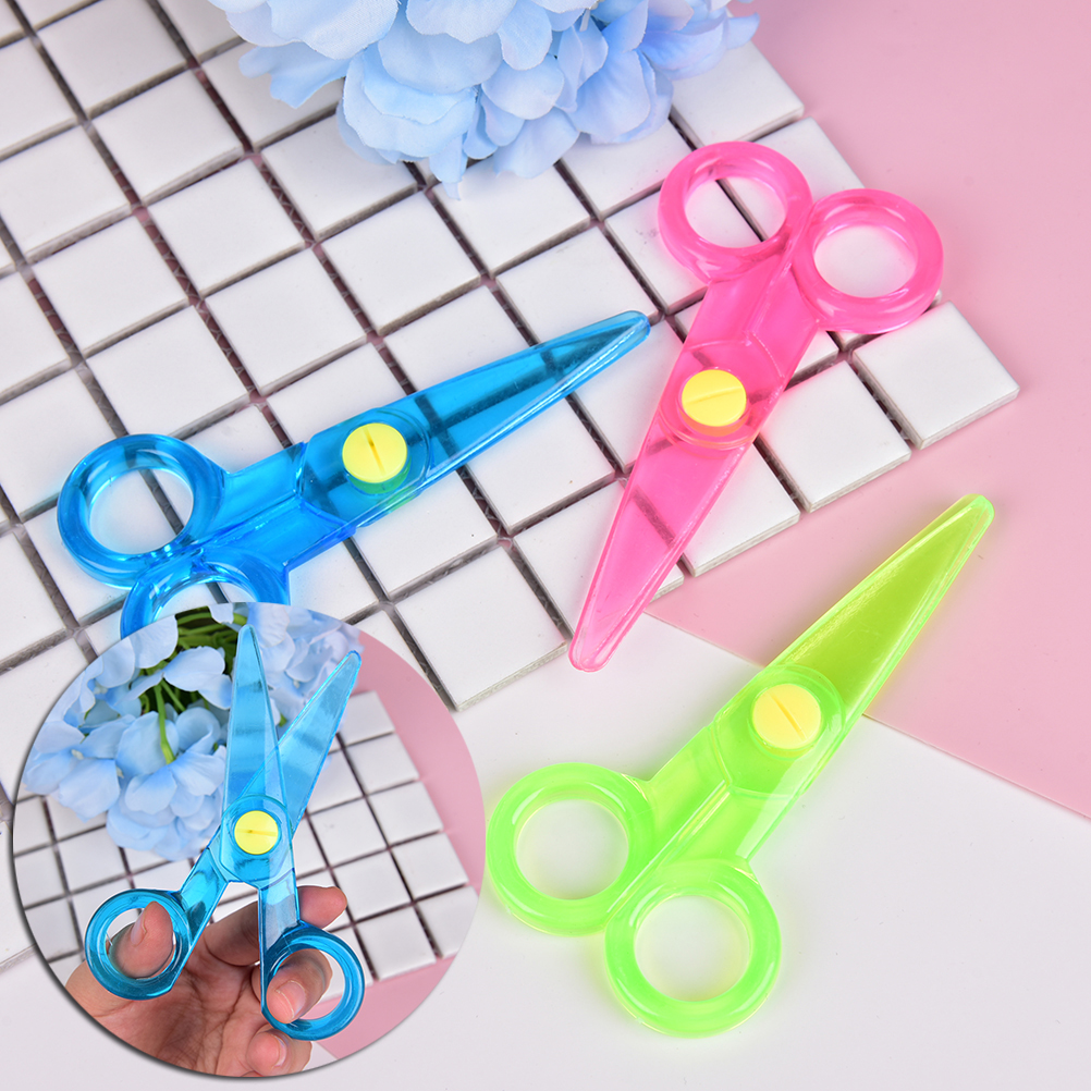 Mini Plastic Scissors Safety Round Head Safety Scissors Stationery Student Kids DIY Paper Cutting School Supplies Color Randomly