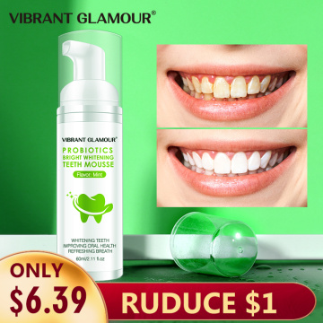 VIBRANT GLAMOUR Tooth Whitening Mousse Mint Toothpaste Remove Plaque Stains Oral Odor Bright Teeth Fresh Breath Oral Care Tool