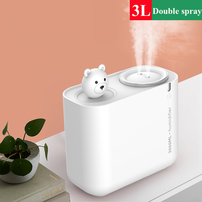 3000ml USB air Humidifier Large Capacity Double Nozzle Ultrasonic Cool Humidificador Aroma Diffuser for Home Mist Maker Fogger