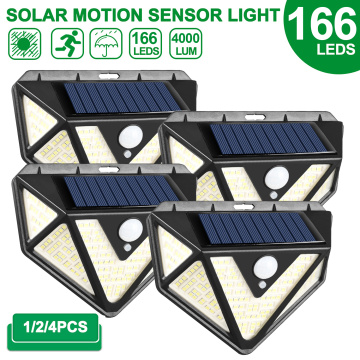 166 LED Solar Light PIR Motion Sensor Wall Light 4000 LUM Sunlight Outdoor Solar Lighting Waterproof Security Lamp for Garden