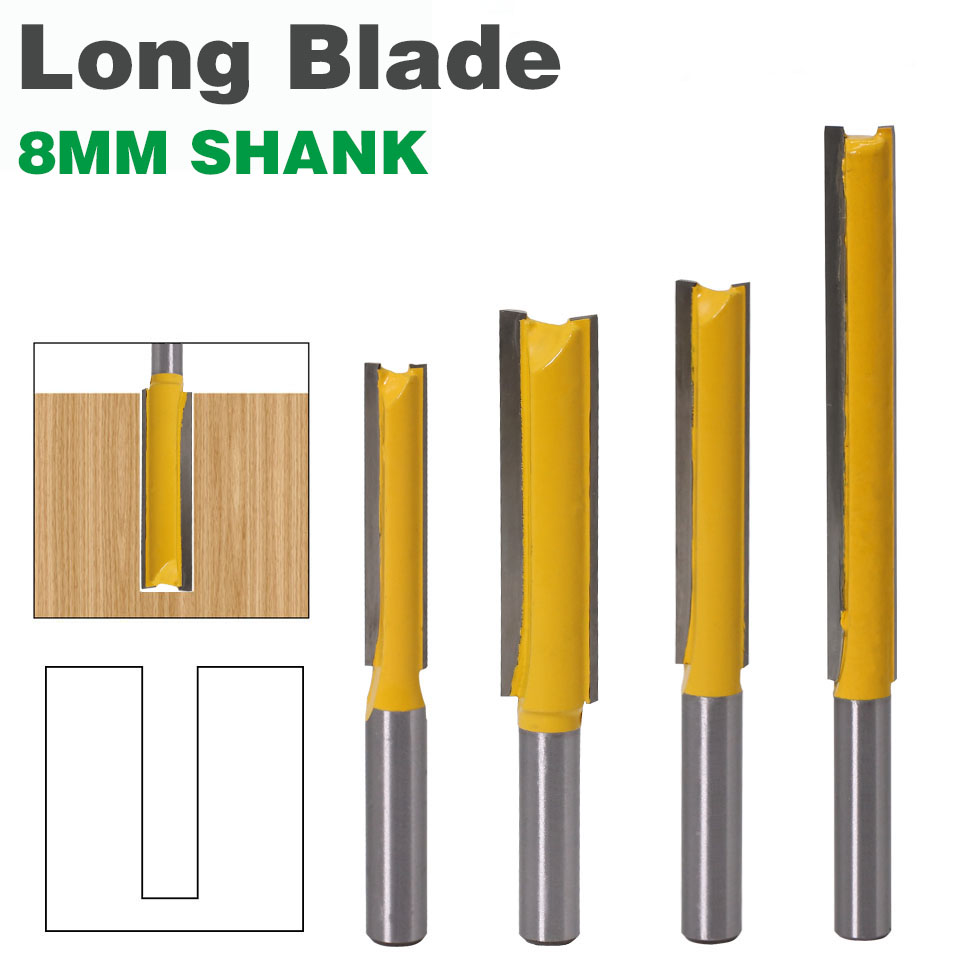 1 pc8mm Shank Extra long 3" Blade 8mm" Cutting Dia. Straight Router Bit Woodworking cutter Tenon Cutter for Woodworking