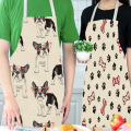 Household Apron Cotton Linen BullDog Dog BBQ Bib Aprons For Women Cooking Baking Restaurant Kitchen Apron Pinafore Cleaning Tool