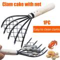 With Net Dig Seafood Conch 5 Claw Clam Rake Home Tool Wood Handle Pitchfork