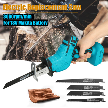 Mini Electric Saw Cordless Reciprocating Saw Woodworking Cutting DIY Power Saws Tool with 4 Saw Blades for Makita Battery