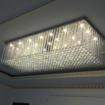 crystal chandelier light rectangle crystal hanging lamp used dimmable bulb living room villa corridor decorative lamps