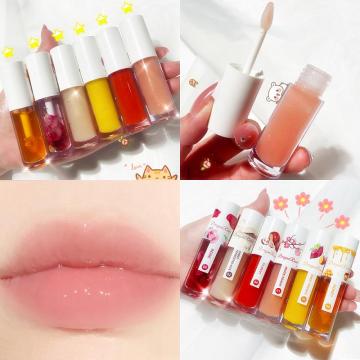 1Pc Natural Plant Extarct Lip Gloss Moisturizing Dry Flower Lip Glow Oil Biting Lip Plumper Colorless Liquid Lipstick TSLM2