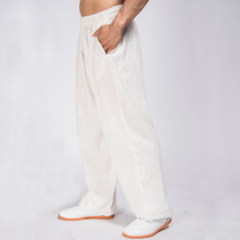 Tai Chi bloomers loose cotton linen trousers martial arts kung fu running yoga home practice pants Тай Чи тренировочные брюки