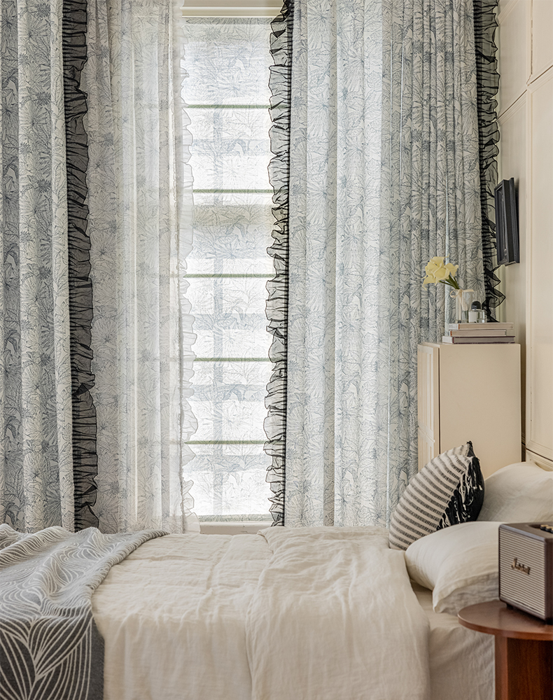 Blackout Shading Window Tulle Printed Curtain Sheer
