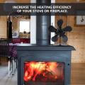 Black Stove Fan Fireplace Fan Heat Powered Komin Wood Burner 5 Blades Eco Fan Friendly Quiet Home Efficient Heat Distribution