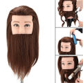 14"Male 100% real human hair mannequin practice training head with beard barber hairdressing manikin doll head for beauty school