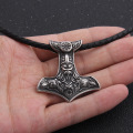 Dropshiping new arrival stainless steel Vikings Raven Mjolnir rune thor hammer pendant necklace men gift