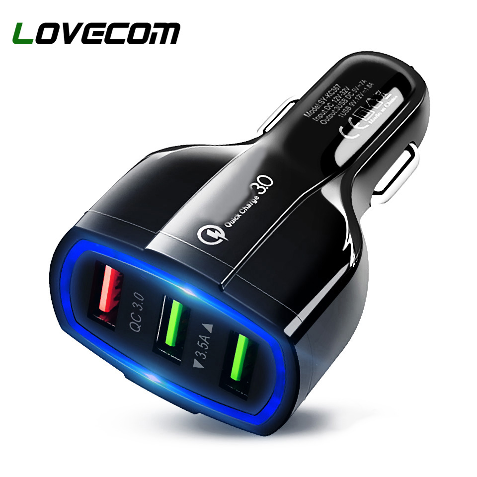 LOVECOM 3.5A 3 Ports Car Charger Quick Charge 3.0 Dual USB Adapter Fast Charging For iPhone Samsung Xiaomi Phone Car-Charger
