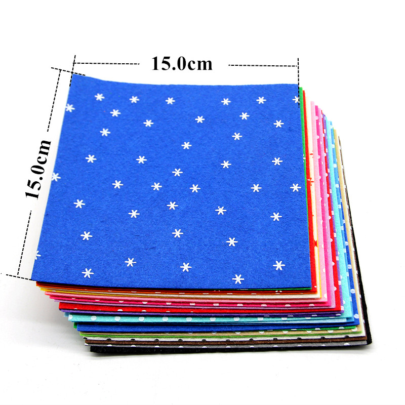24pcs 15x15cm Non Woven Polka Dot Printed 1mm Felt Fabric Cloth Polyester Cloth Material For Sewing DIY Handmade Crafts Dolls