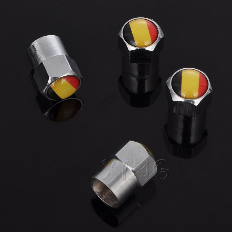 4pcs/set Belgium Universal Car Tyre Air Valve Caps Bicycle Tire Valve Cap Auto Wheel Styling For Opel Mazda Renault Toyota Honda