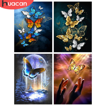 HUACAN Diamond Painting Butterfly Full Square Diamond Embroidery Mosaic Animal Handmade Gift Craft Kit