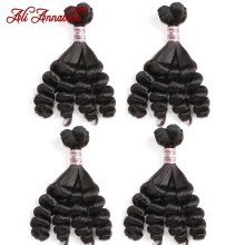 Double Drawn Human Hair Brazilian Funmi Hair Weave 1/3/4 Piece Natural Color Loose Curl Human Hair Extensions ALI ANNABELLE HAIR