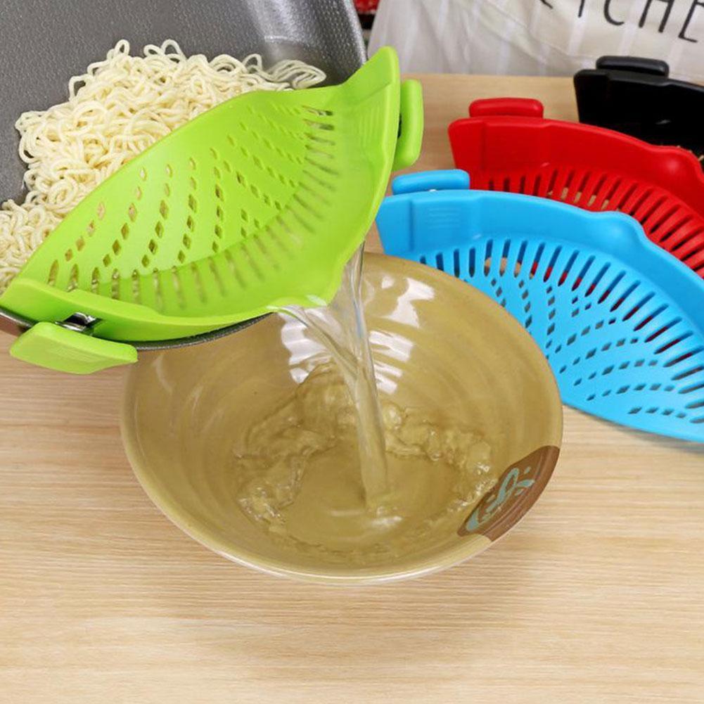 1pcs New Silicone Pot Colanders Pan Strainer Snap Strain Clip on Pasta Food Draining Excess Liquid Kitchen Accessories Tool