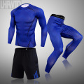 3pcs/set Mens Tracksuit Sport Suit Gym Fitness Compression Clothing Thermal underwear set Jogging Wear Exercise Workout Tights