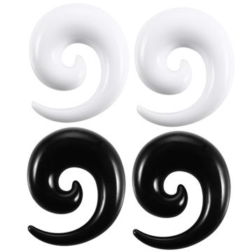 2pcs/lot Acrylic Spiral Ear Gauges Black&White Ear Taper Stretching Plugs and Tunnel Expanders Body Piercing Jewelry 1.6mm-20mm