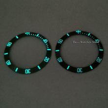 38mm Super Luminous Watch Bezel Insert Black Green Ceramic Bezel Ring Insert Watch Parts Fits For 40mm Watches