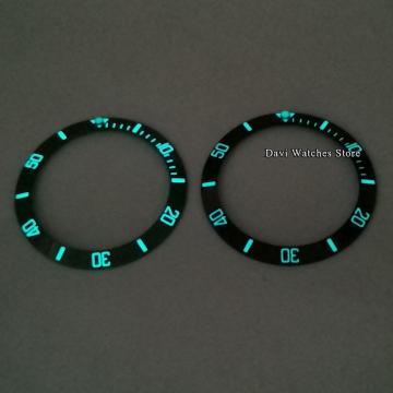 38mm Super Luminous Watch Bezel Insert Black Green Ceramic Bezel Ring Insert Watch Parts Fits For 40mm Watches