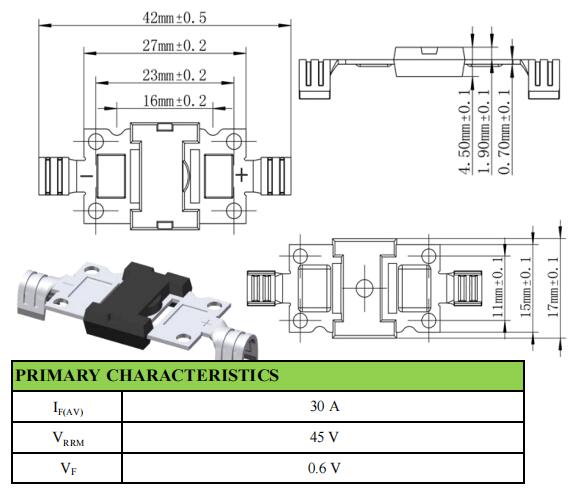 Low power loss Photovoltaic Solar Cell Protection Schottky Rectifier
