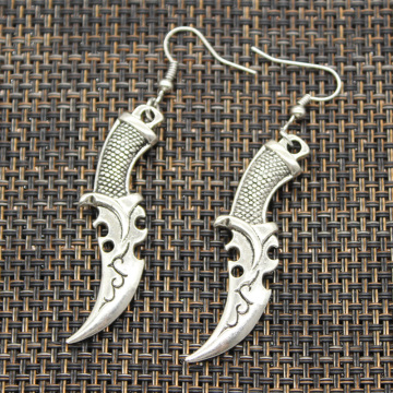 New Fashion Handmade Dagger Ax Tomahawk Sword Police Baton Pestle Pendants Silver Color Earrings For Womens Style