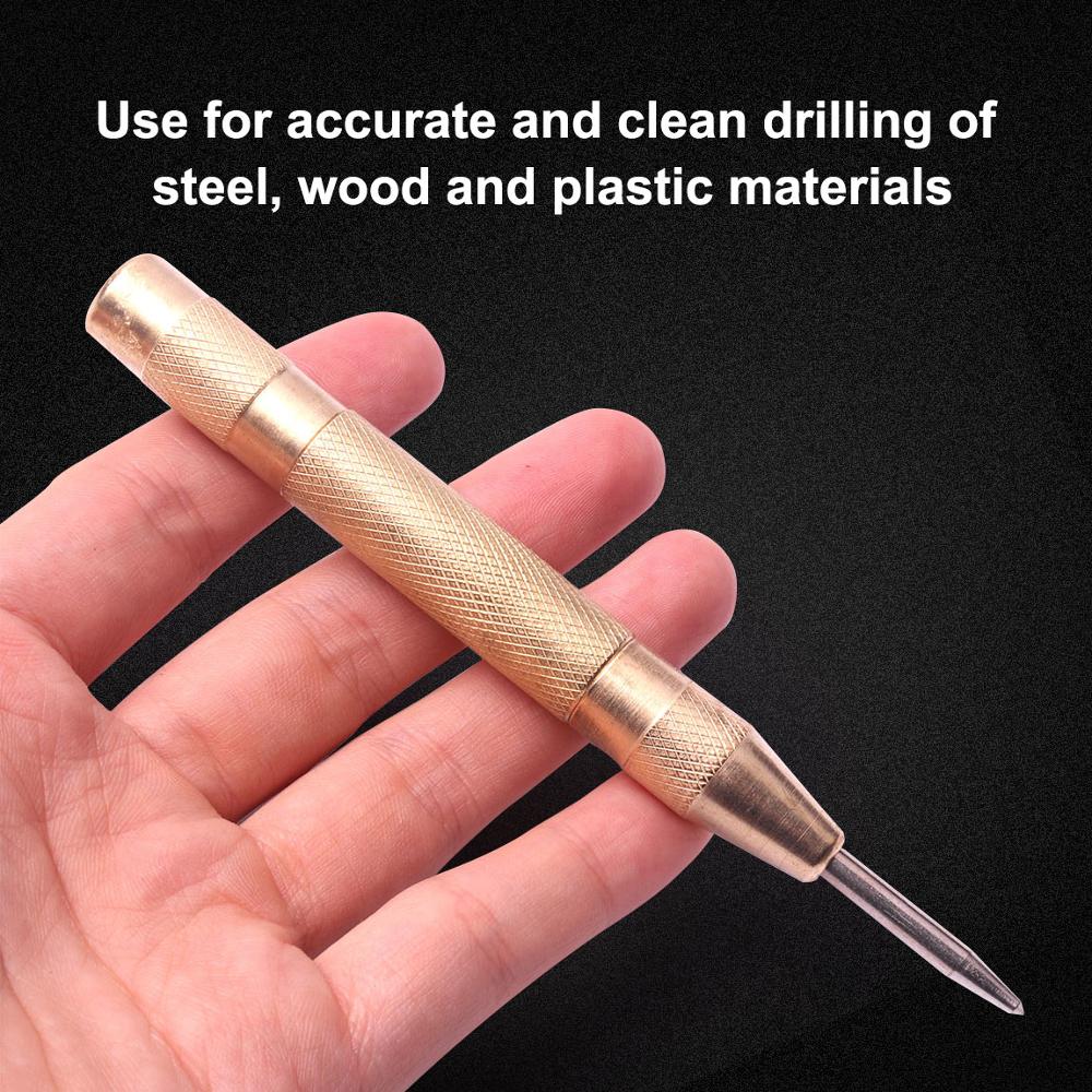 Automatic Centre Punch 5.12'' Automatic Center Pin Punch Strike Spring Loaded Marking Starting Holes Tool Chisel for Steel Wood